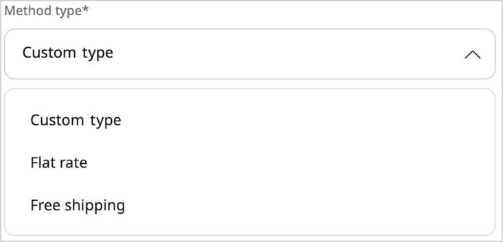 Selecting a shipping method type